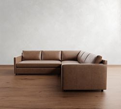 Pacifica Slim Arm Leather 3-Piece L-Shaped Sectional (106") | Pottery Barn (US)