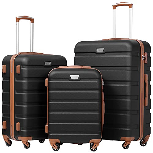 Coolife Luggage 3 Piece Set Suitcase Spinner Hardshell Lightweight TSA Lock | Amazon (US)
