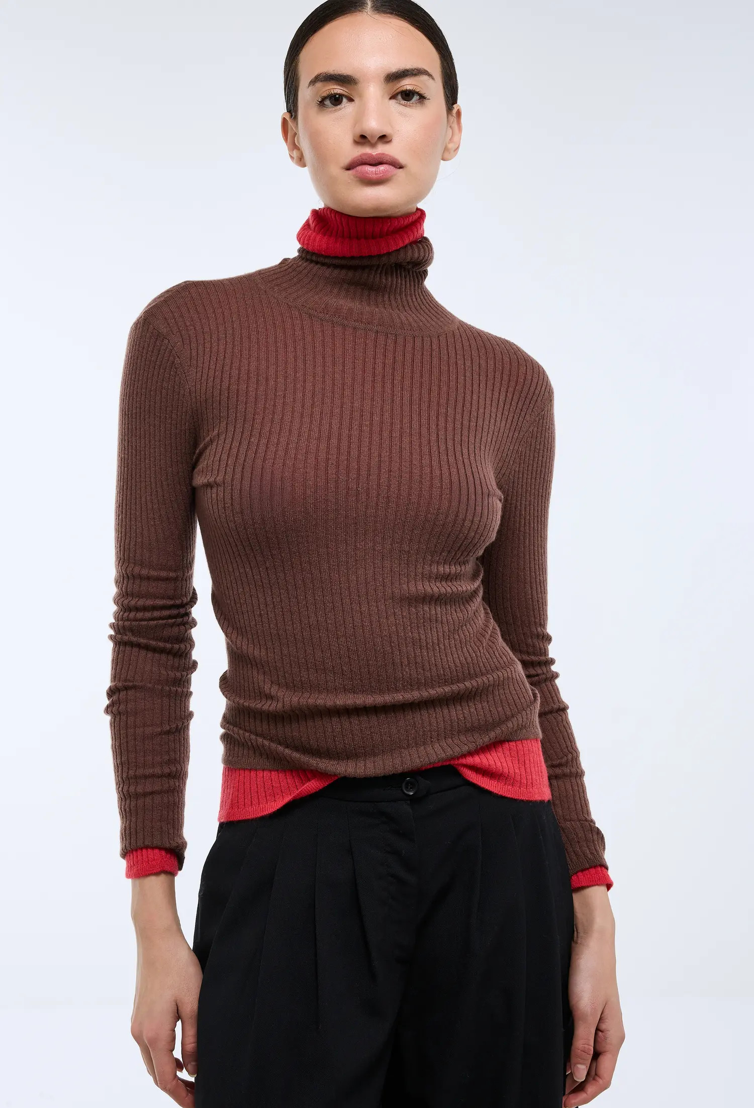 Pull col roulé à côtes en cachemire, certifié Oekotex | Monoprix Mode