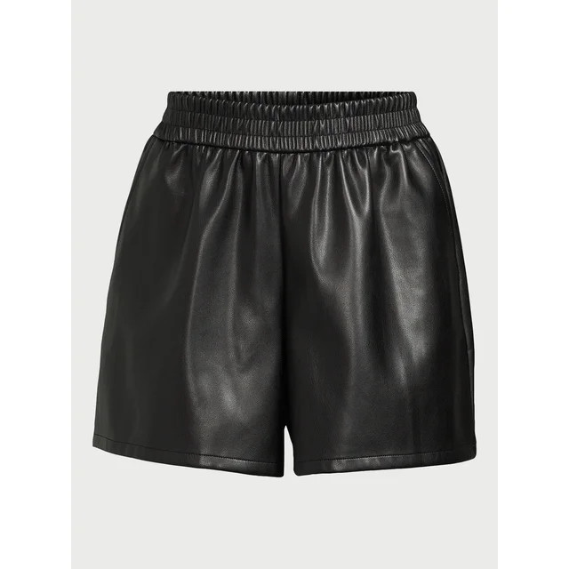 Scoop Women's Faux Leather Pull On Shorts, 5" Inseam, Sizes, XS-XXL | Walmart (US)