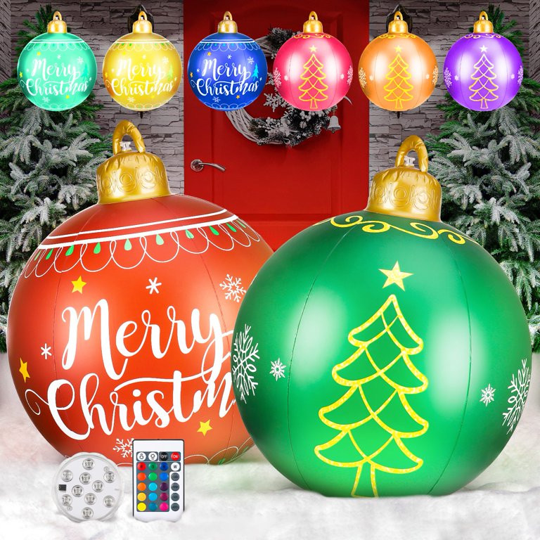 HEQUSIGNS 2 Pack Christmas Inflatable Ball with LED String, 24 Inch Light Up Inflatable Christmas... | Walmart (US)