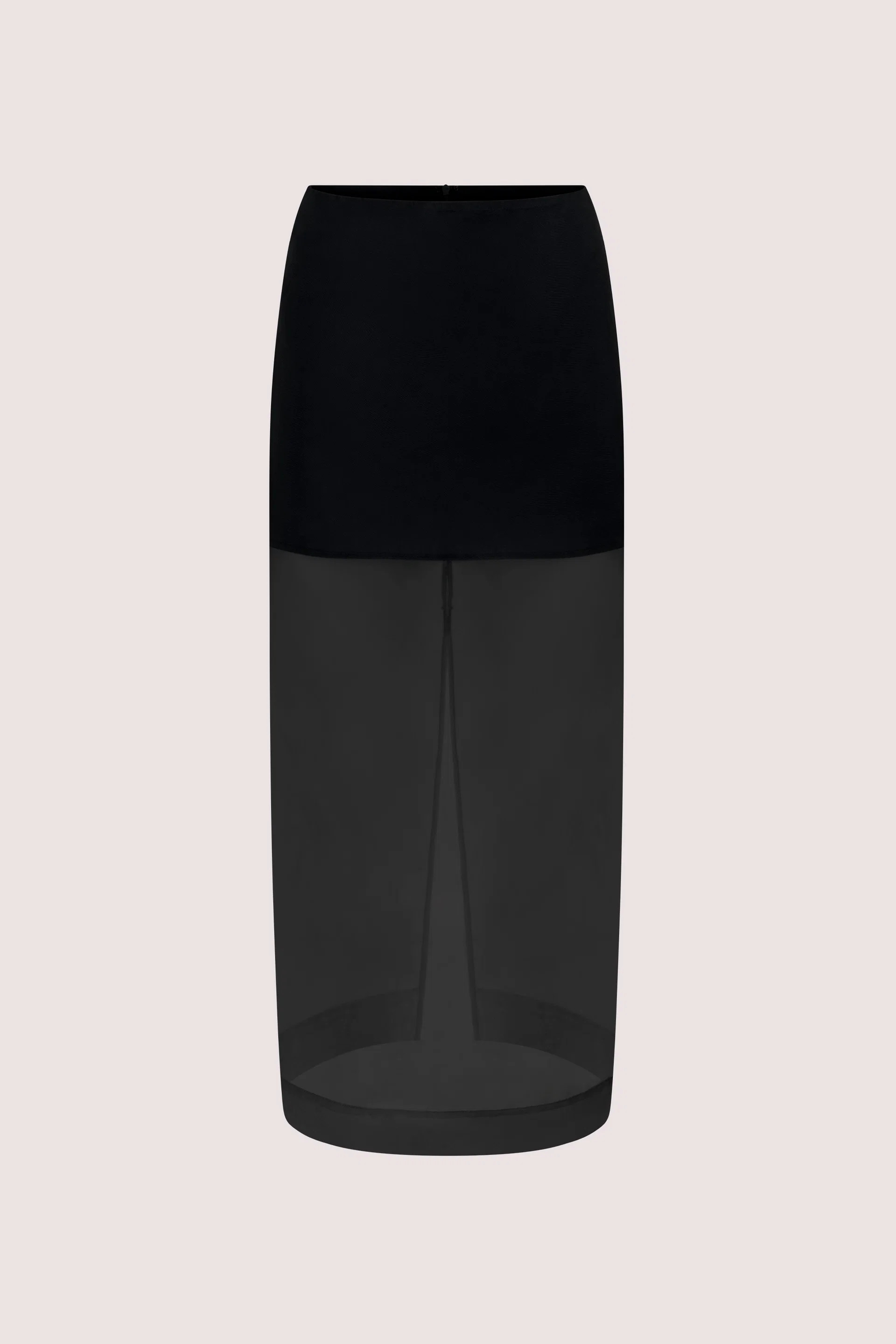 SIAN BLACK SILK ORGANZA MIDI SKIRT | DISSH