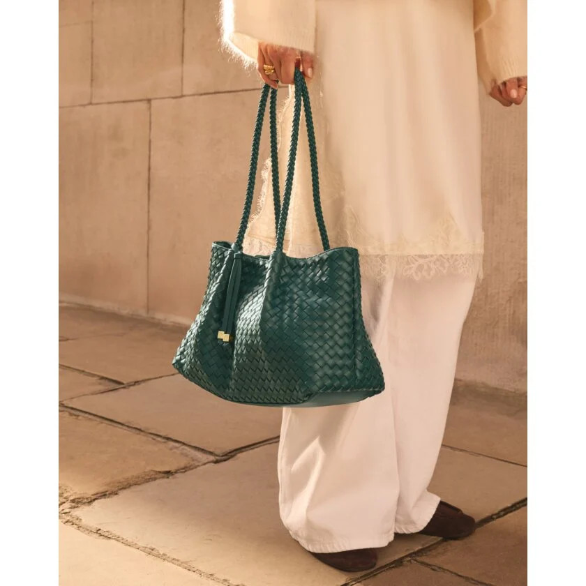 Nova Hand Woven Small Shoulder Tote in Palm Green | Katie Loxton Ltd. (UK)