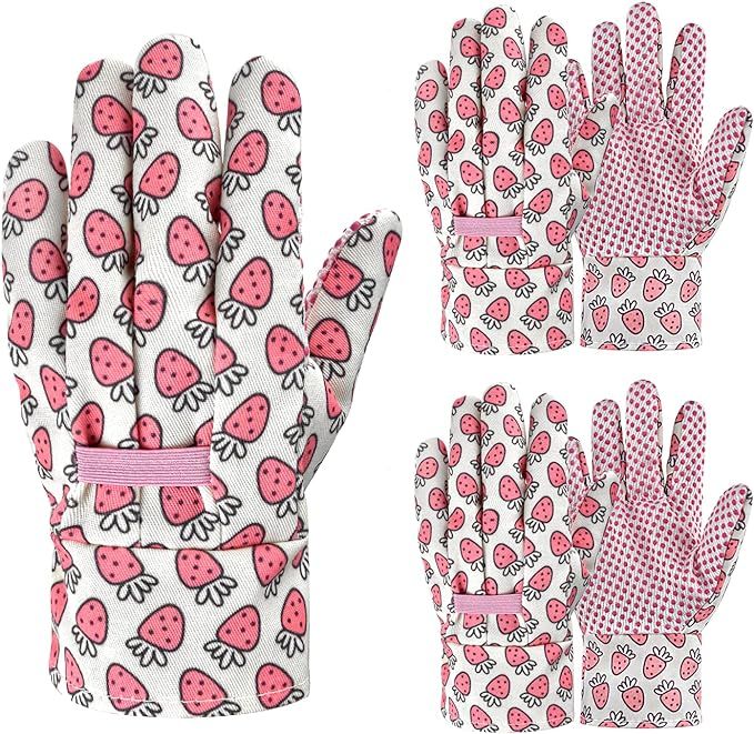 OIZEN Kids Toddlers Gardening Gloves for Age 1-6, 3 Pairs Children PVC Dots Garden Gloves for Yar... | Amazon (US)