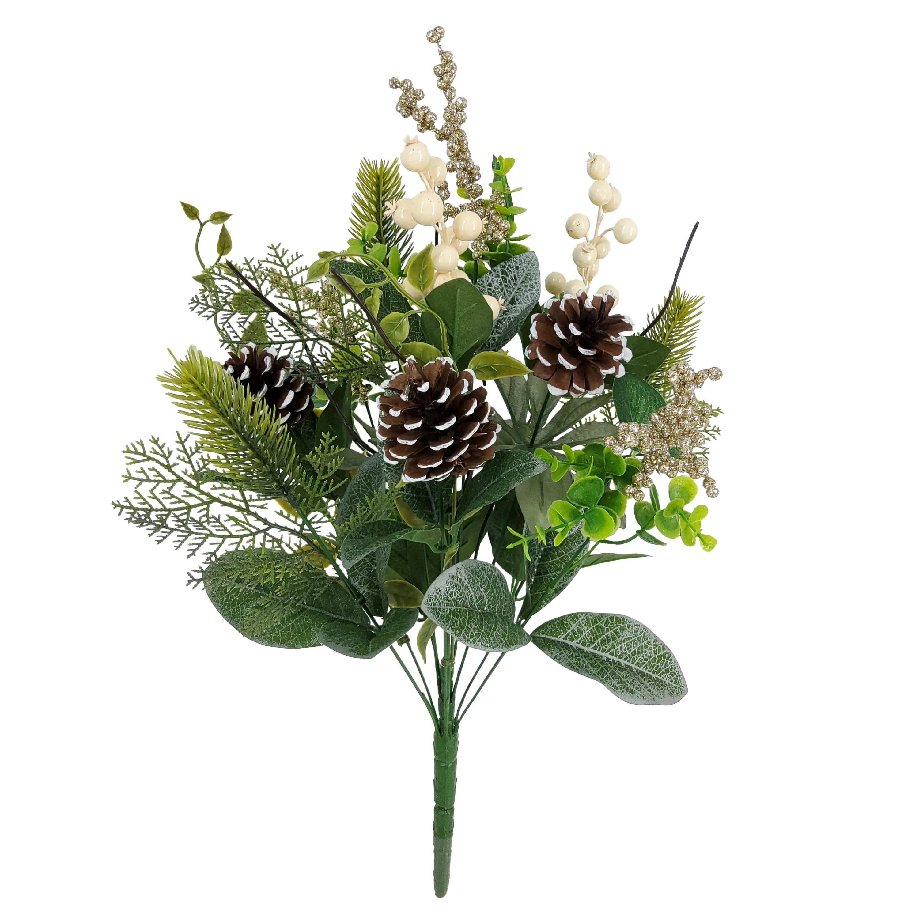 Mainstays 22-inch Indoor Decorative Greenery Berry Mixed Bouquet, Green and White Color. | Walmart (US)