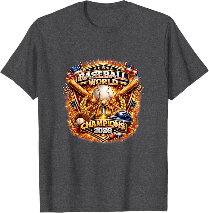 Baseball World Champions 2026 Vintage Style Graphic T-Shirt | Amazon (US)