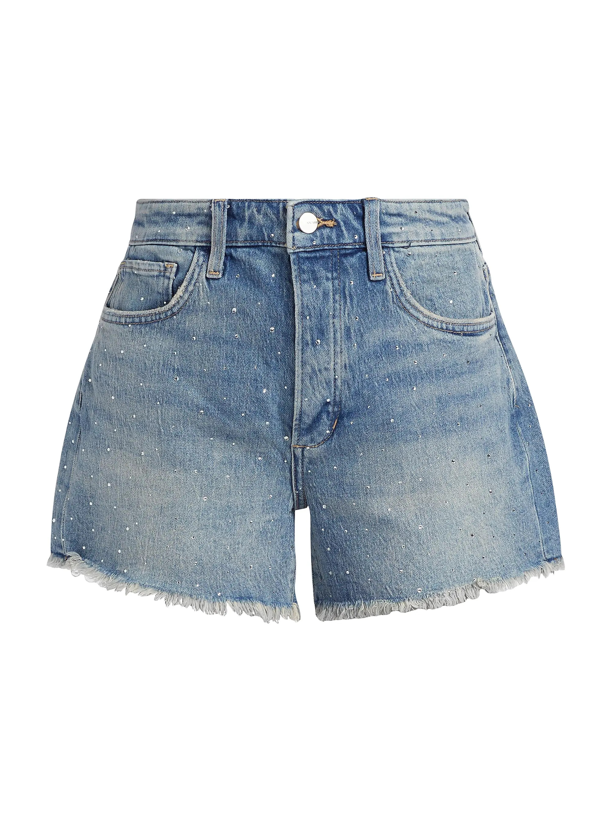 The Jessie Denim Relaxed Crystal Shorts | Saks Fifth Avenue