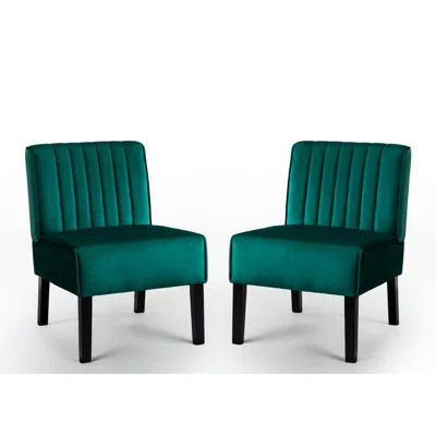 Velvet Accent Chairs Of 2 In Mid Century Modern Style With Solid Wood Legs For Living Room And Bedroom Decorating Upholstery A Stylish | Wayfair North America