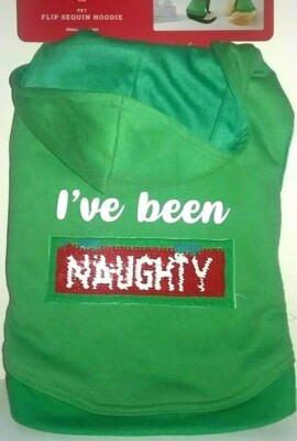 NEW Holiday Dog or Cat Hoodie Been Naughty Sequin Sweater sz XS up to 10 lbs. | eBay US