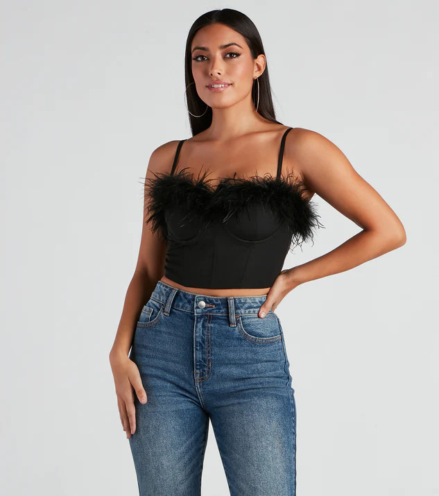 So Fine Marabou Trim Corset | Windsor Stores