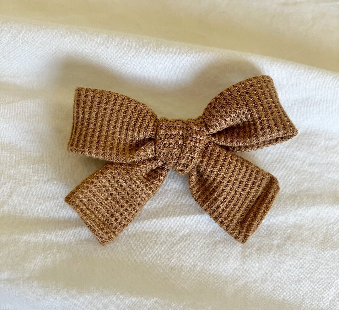 Baby and Toddler Waffle Brown Rib Hair Bow Baby Bows Mommy & - Etsy | Etsy (US)