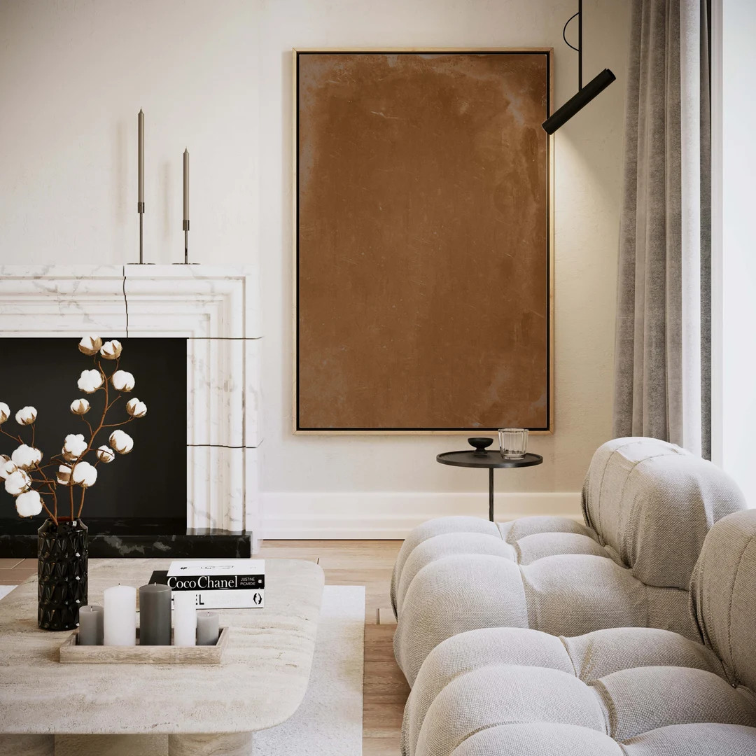 Rust Minimalist Canvas Wall Art Framed, Art Print, Giclée, Extra Large Wall Art, Abstract Art, L... | Etsy (US)