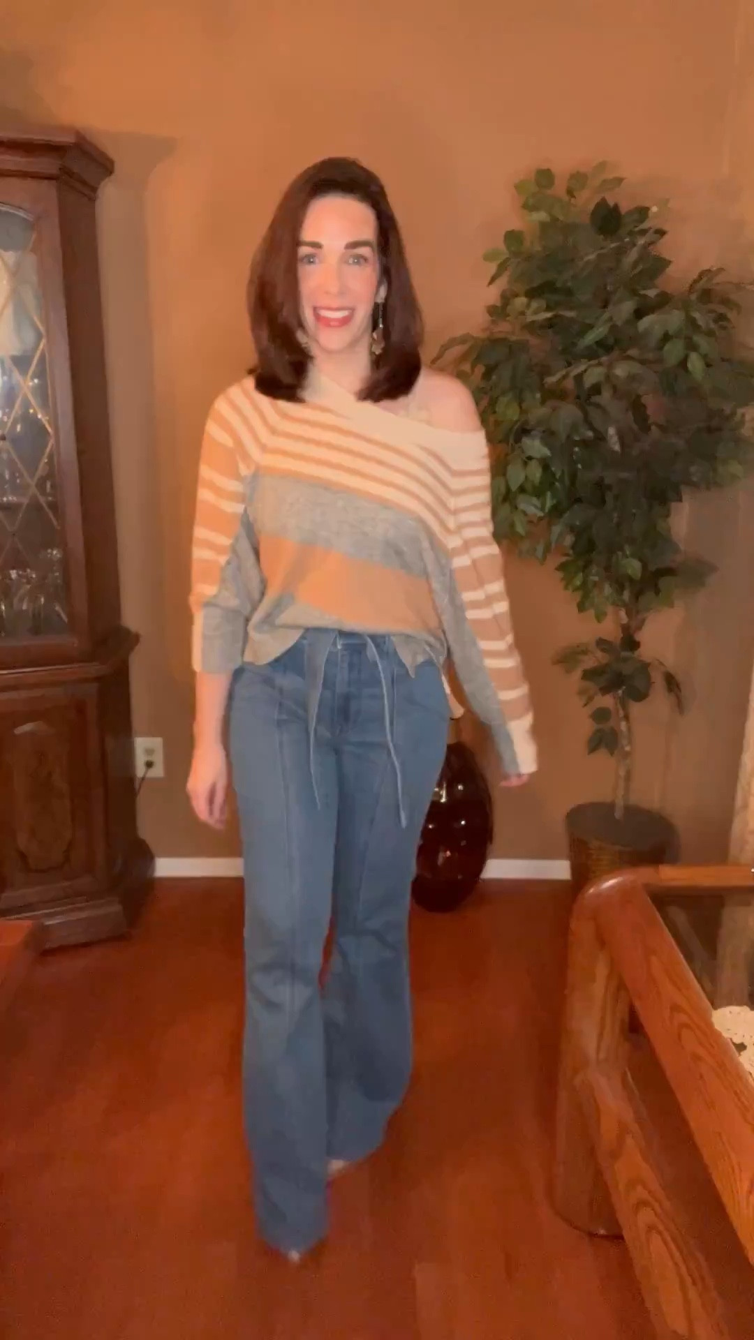 Tan and grey striped sweater (small). Medium wash belted high waisted flare jeans (4). Tan ankle boots (8.5). #sweater #stripedsweater #jeans #flarejeans #boots #tanboots #highwaistedjeans #ankleboots #springfashion #mediumwashjeans 
Spring Fashion 

#LTKFindsUnder100 #LTKSeasonal #LTKStyleTip