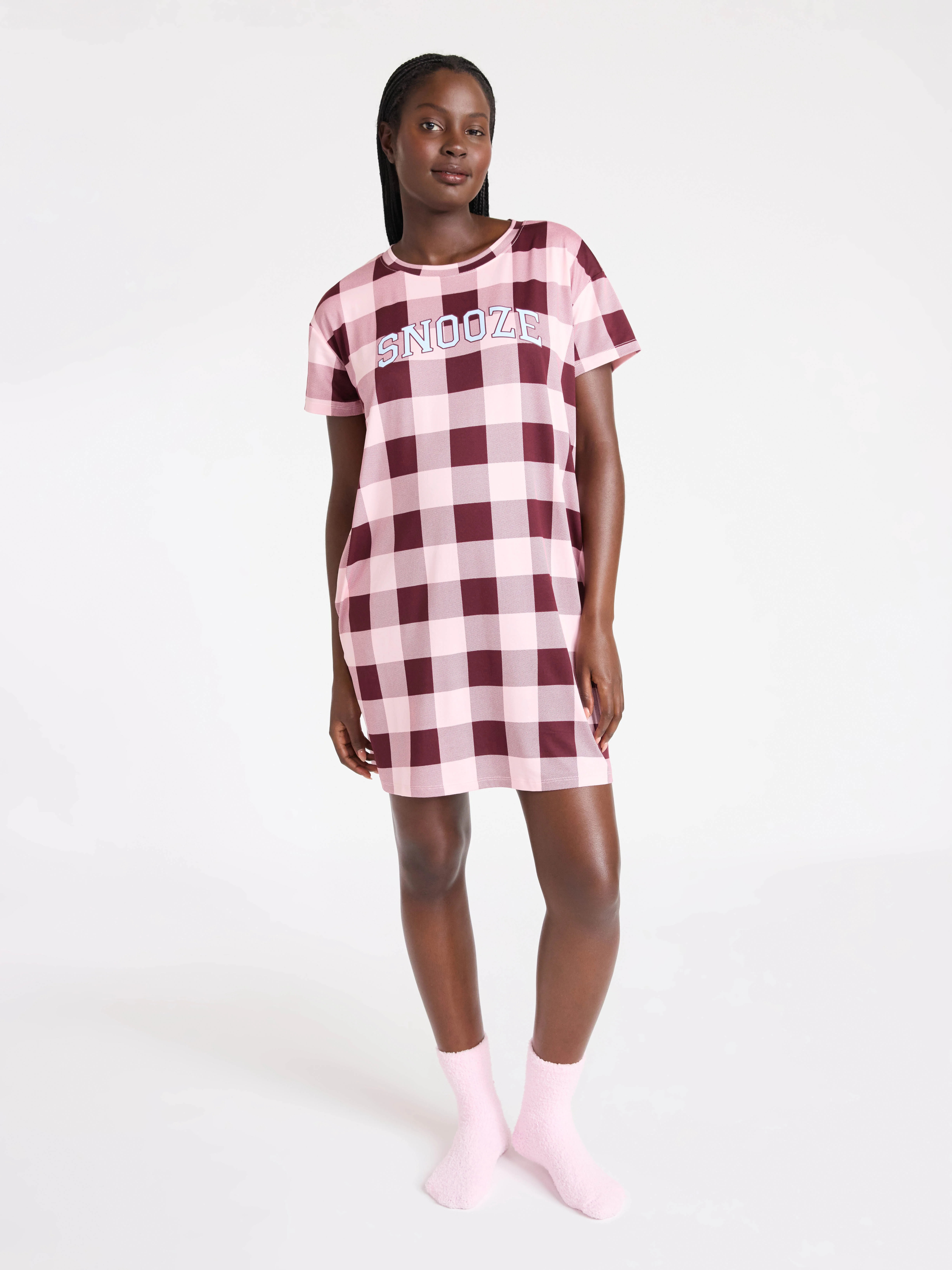 Joyspun Women's Dreamy Soft Collection Sleepshirt with Short Sleeves, Sizes S/M-2X/3X | Walmart (US)