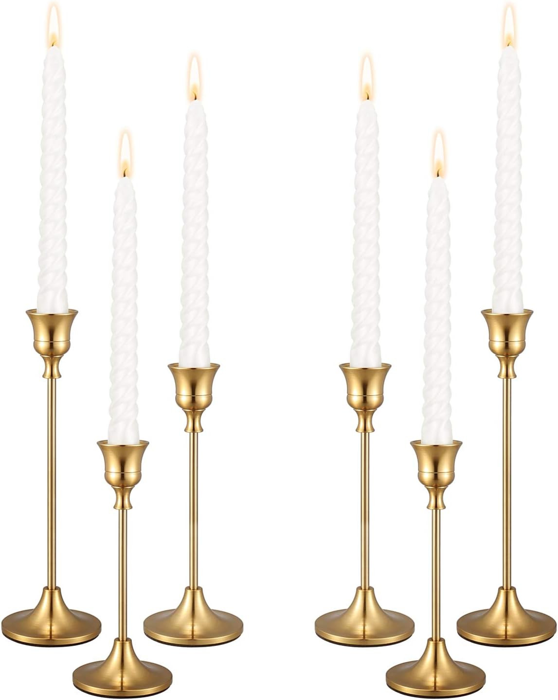 PNAVMG Candle Holders,Set of 6 Candlestick Holders for Taper Candles, Brass Gold Modern Decorativ... | Amazon (US)