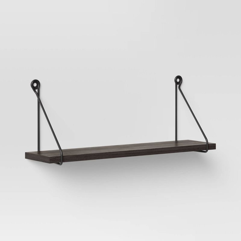 24" x 6" Metal/Wood Hanging Wall Shelf Black - Threshold™ | Target