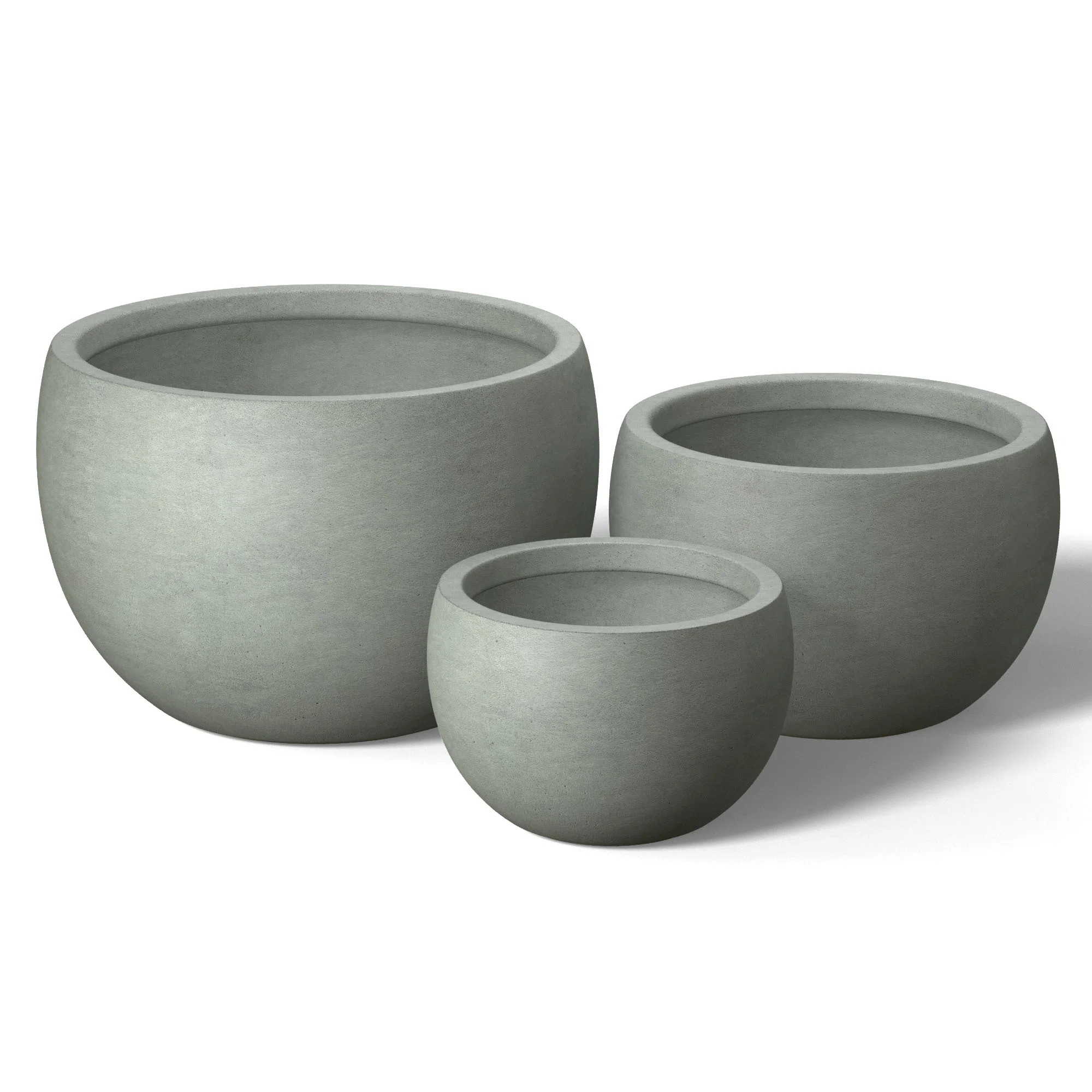11.5 In., 15 In., 19 In. (Enhanced Interior) Concrete Round Planter / Pot With Drainage Holes (Se... | Wayfair North America