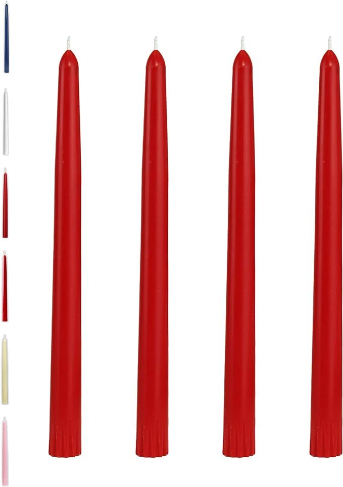 CandleNScent Taper Candles | Tapered Candlesticks - dripless 10 Inch unscented | Red | 4 Pack | Amazon (US)