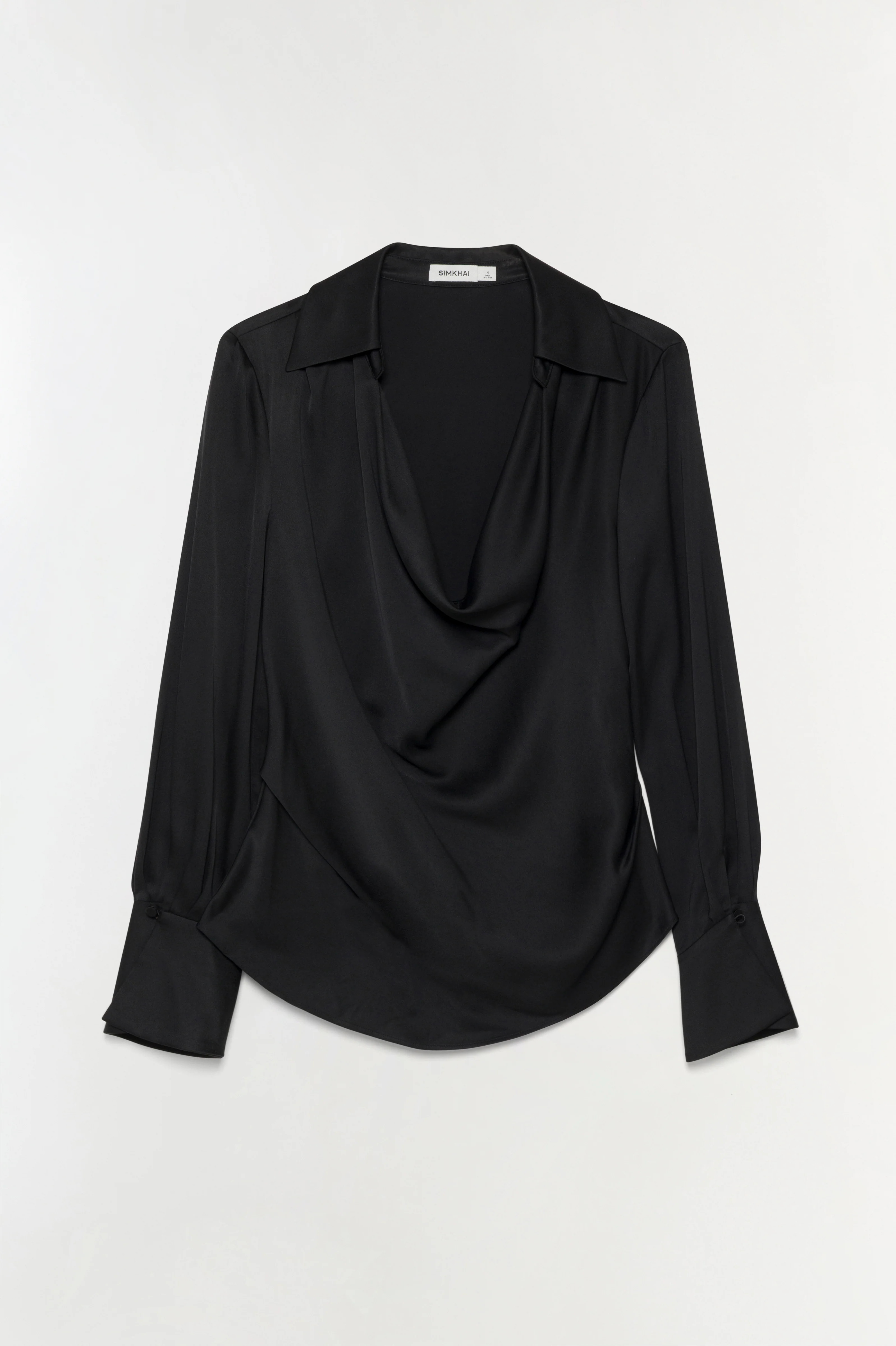 SIMKHAI Women's Symone Satin Top in Black, Size 2 | Simkhai