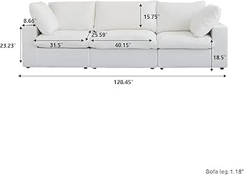 Modern Modular Sectional Sofa 3 Seat, Cushion Covers Removable, 120.45" Minimalist Sofa Couch for... | Amazon (US)