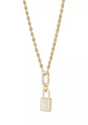 Belk & Co Lock With Keyhole Necklace In 10K Yellow Gold, 17 In | Belk