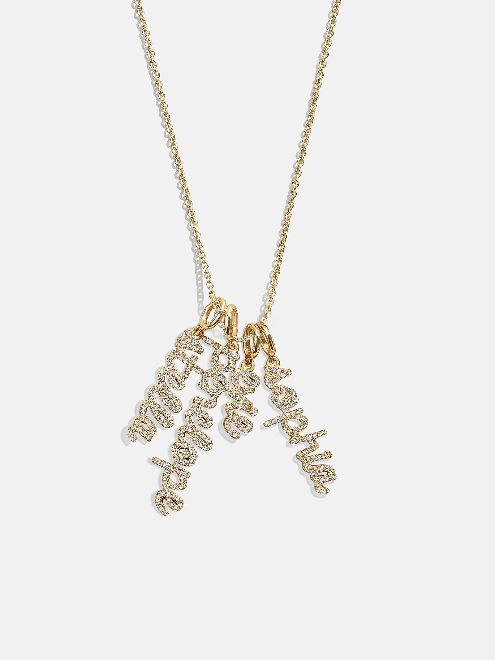 Mini Pavé Script Cluster Custom Nameplate Necklace - 4 Names | BaubleBar
