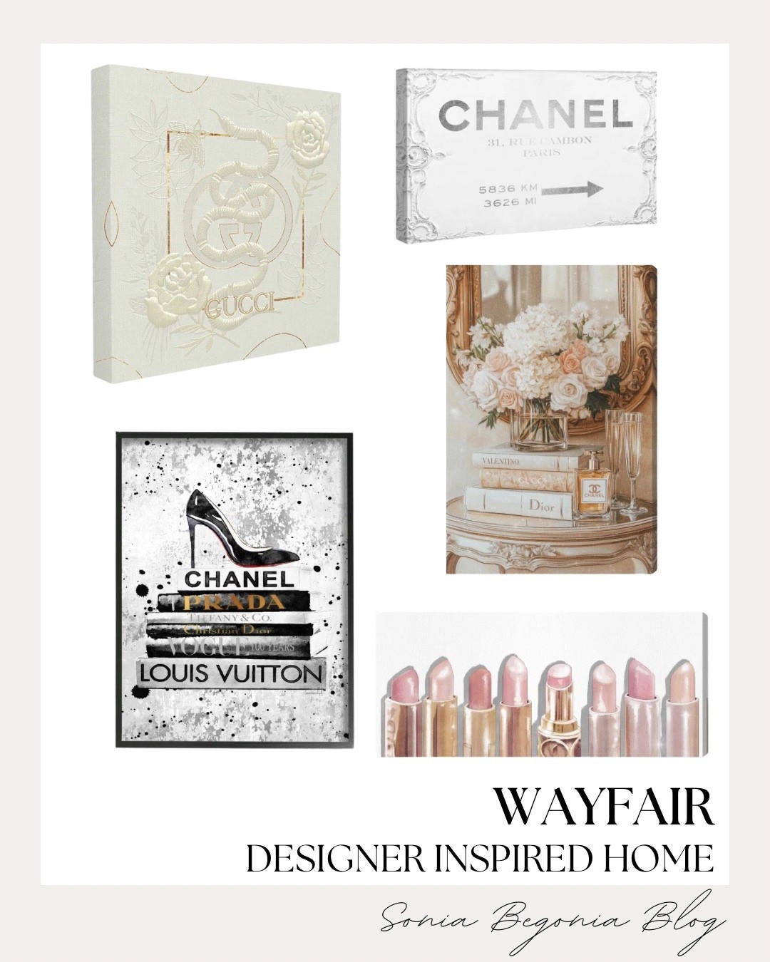 Wayfair Designer Art! ✨

Elevate your home aesthetic with these chic, designer-inspired canvas finds from Wayfair—all under $100! 🖼️

I am obsessed with the high-fashion, glamorous vibe of these art pieces. From the stacked luxury books with a gold pump to the elegant floral vanity and iconic lipstick lineup, these additions bring instant sophistication. I love how the neutral tones and gold accents create a curated, polished look that is perfect for any office or glam room refresh!

#WayfairHome
#DesignerInspired
#WallArt
#HomeDecor
#WayfairFinds
#GlamHome
#InteriorDesign
#AestheticHome
#GoldDecor
#HomeStyling
#LTKHome
#WayfairStyle
#HomeRefresh
#ChicHome
#BudgetFriendly

#LTKHome