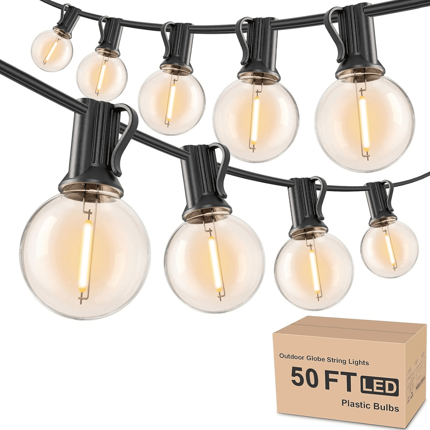 Better Homes & Gardens 20-Count Clear Glass Globe G40 Bulbs Outdoor String Lights | Walmart (US)