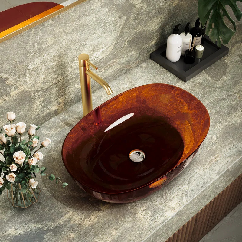 CASAINC Oval Solid Surface Resin Bathroom Vessel Sink CAS2262ORANGE | Wayfair North America