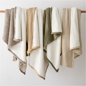 Rib Knit Sherpa Throw | West Elm (US)