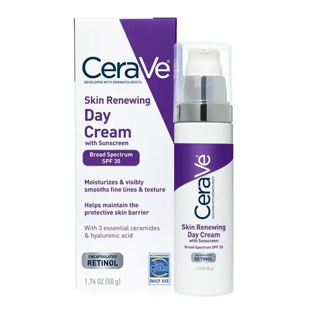 CeraVe Skin Renewing Anti-Aging Face Cream with Retinol & Broad Spectrum Sunscreen Fragrance Free SPF 30 1.7 fl oz | Walmart (US)