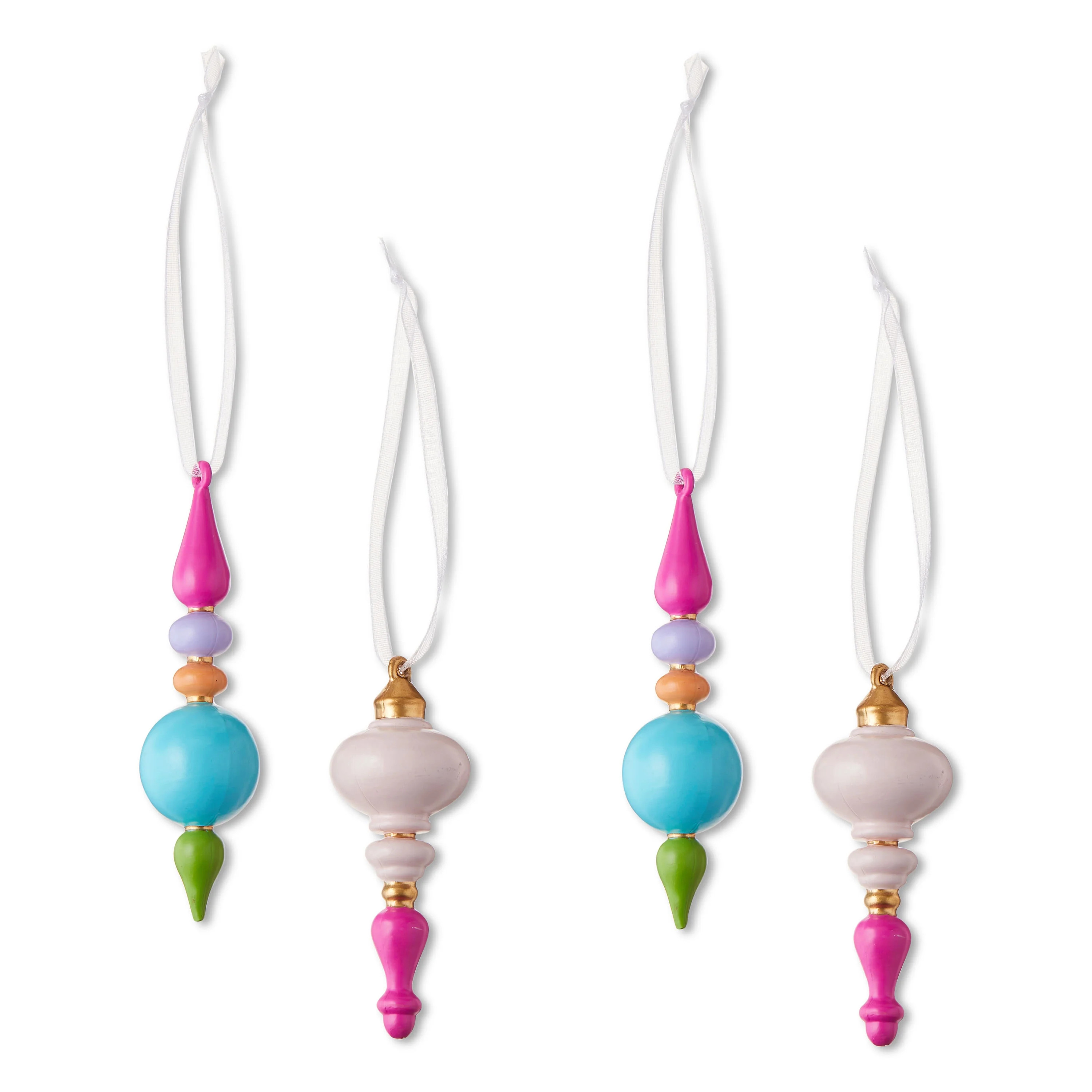 Multicolor Mini Finial Christmas Ornaments, 4 Count, by Holiday Time | Walmart (US)