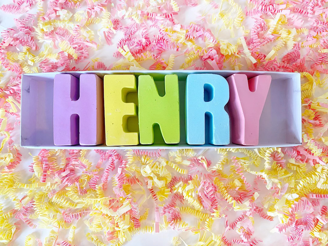 Colorful custom chalk names! Party favors, teacher gifts, stocking stuffers, birthdays, summer, E... | Etsy (US)