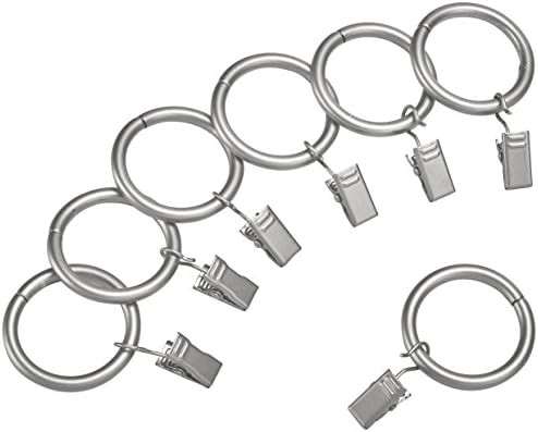 AmazonBasics Curtain Rod Clip Rings for 1" Rod, Set of 7, Silver Nickel | Amazon (US)