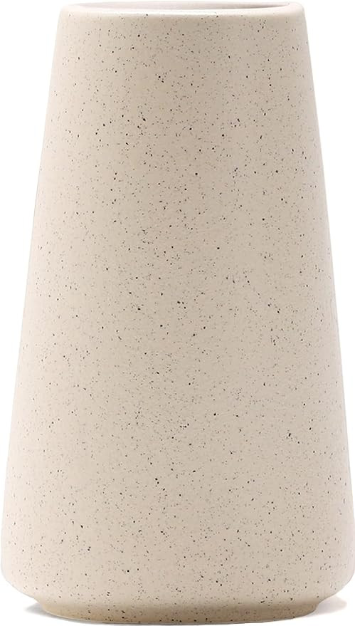 Beige Vase - Beige Ceramic Vase, 6“ Neutral vase Home Decor, Boho Off White Cream Vases for Flo... | Amazon (US)