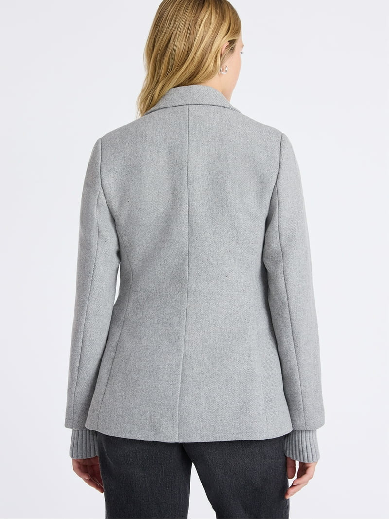Free Assembly Women's Single Breasted Blazer with Ribbed Sweater Cuffs, Sizes XS-XXL | Walmart (US)