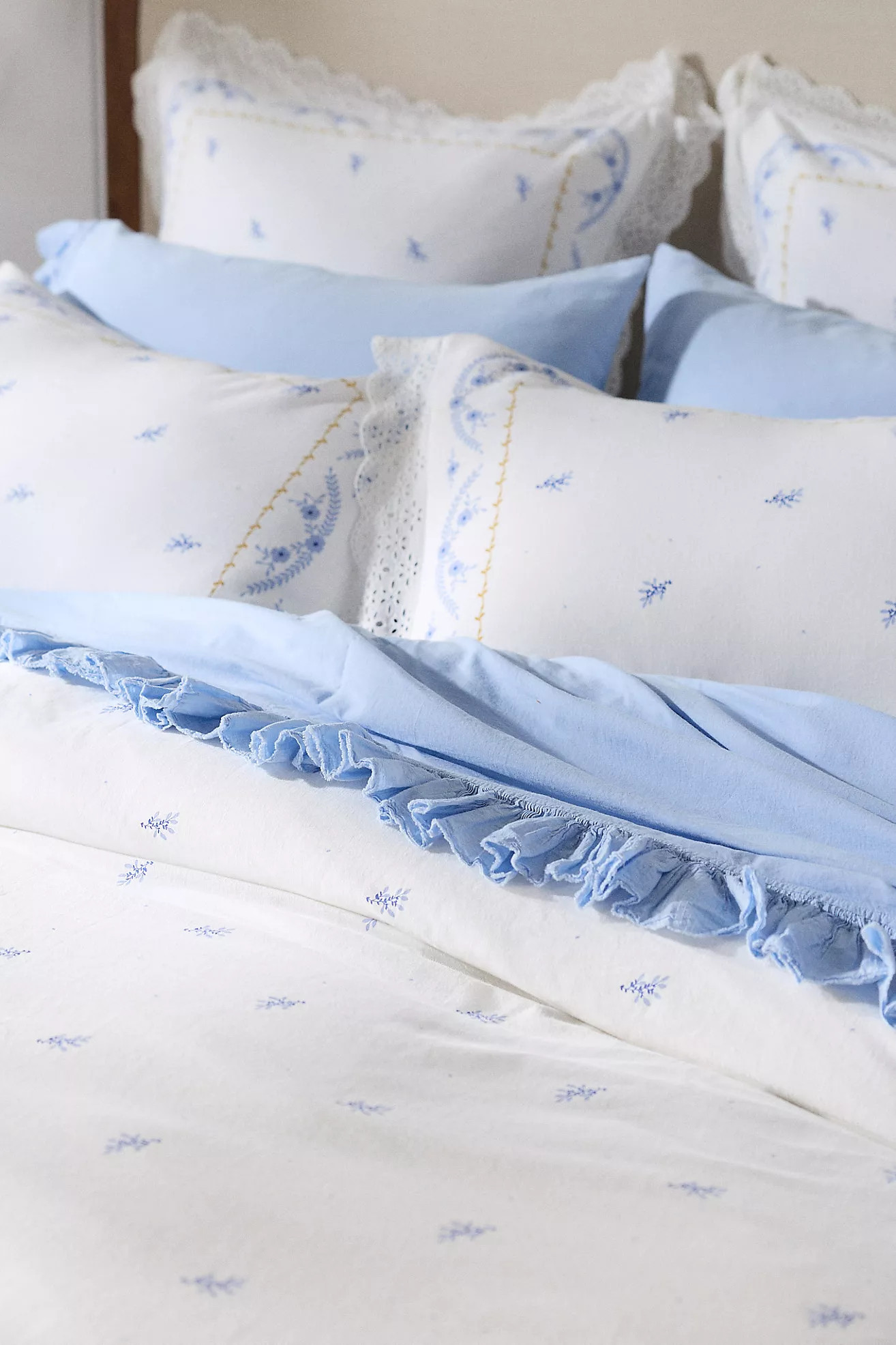 Ophelia Cotton Printed Lace Trim Floral Duvet | Anthropologie (US)