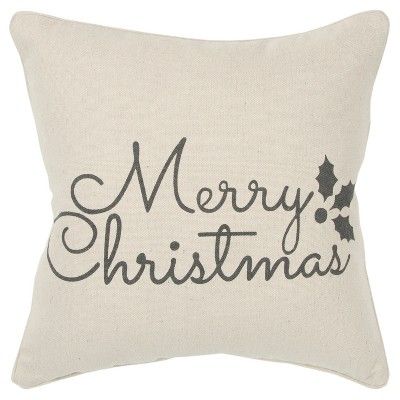 20"x20" Oversize Merry Christmas Decorative Filled Square Throw Pillow Neutral - Rizzy Home | Target