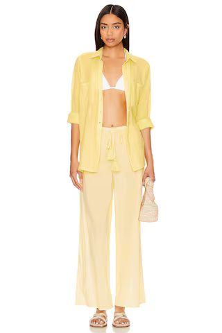 Breeze Beach Shirt in Limelight | Pale Yellow Top Yellow Shirt Yellow Pants Yellow Outfit Ideas | Revolve Clothing (Global)