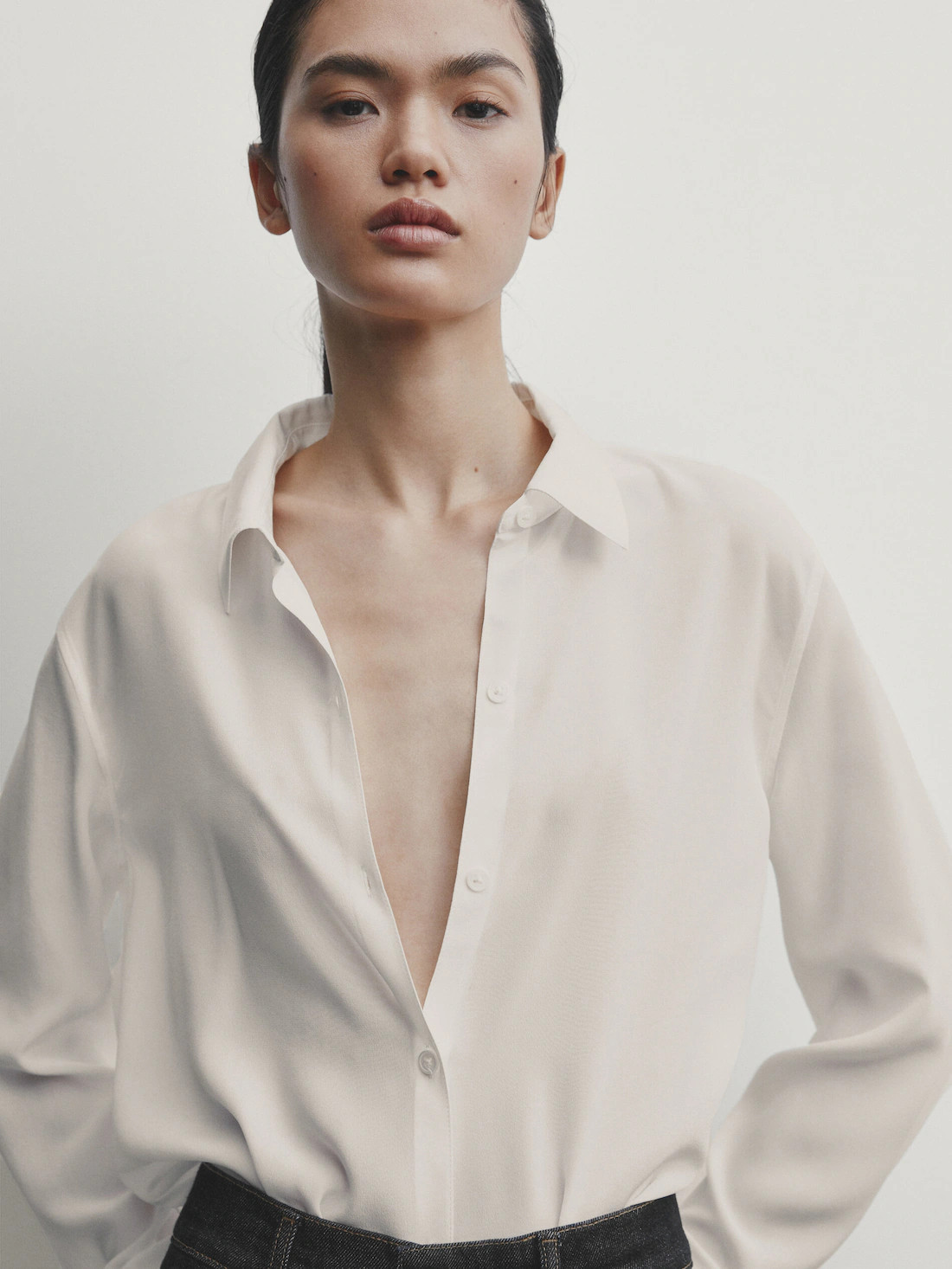 Flowing 100% silk crepe shirt | Massimo Dutti UK