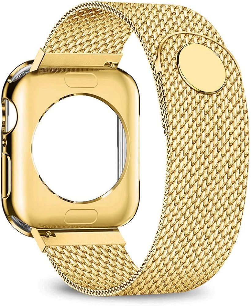 Compatible for Apple Watch Band with Screen Protector 38mm 40mm 42mm 44mm, Soft TPU Frame Case Co... | Amazon (US)