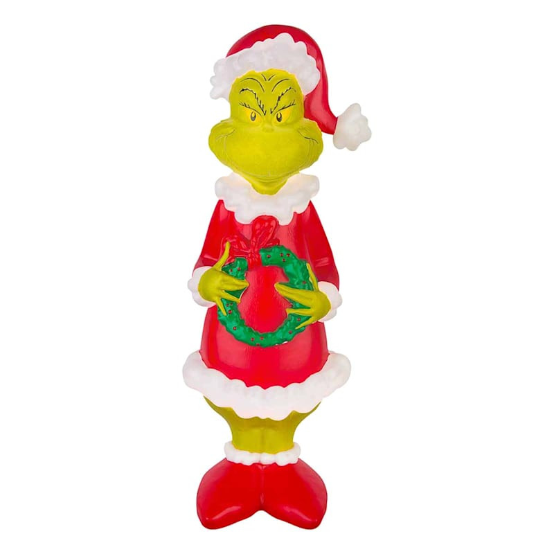 Pre-Lit Small Glowblow Grinch with Wreath, 24" | At Home