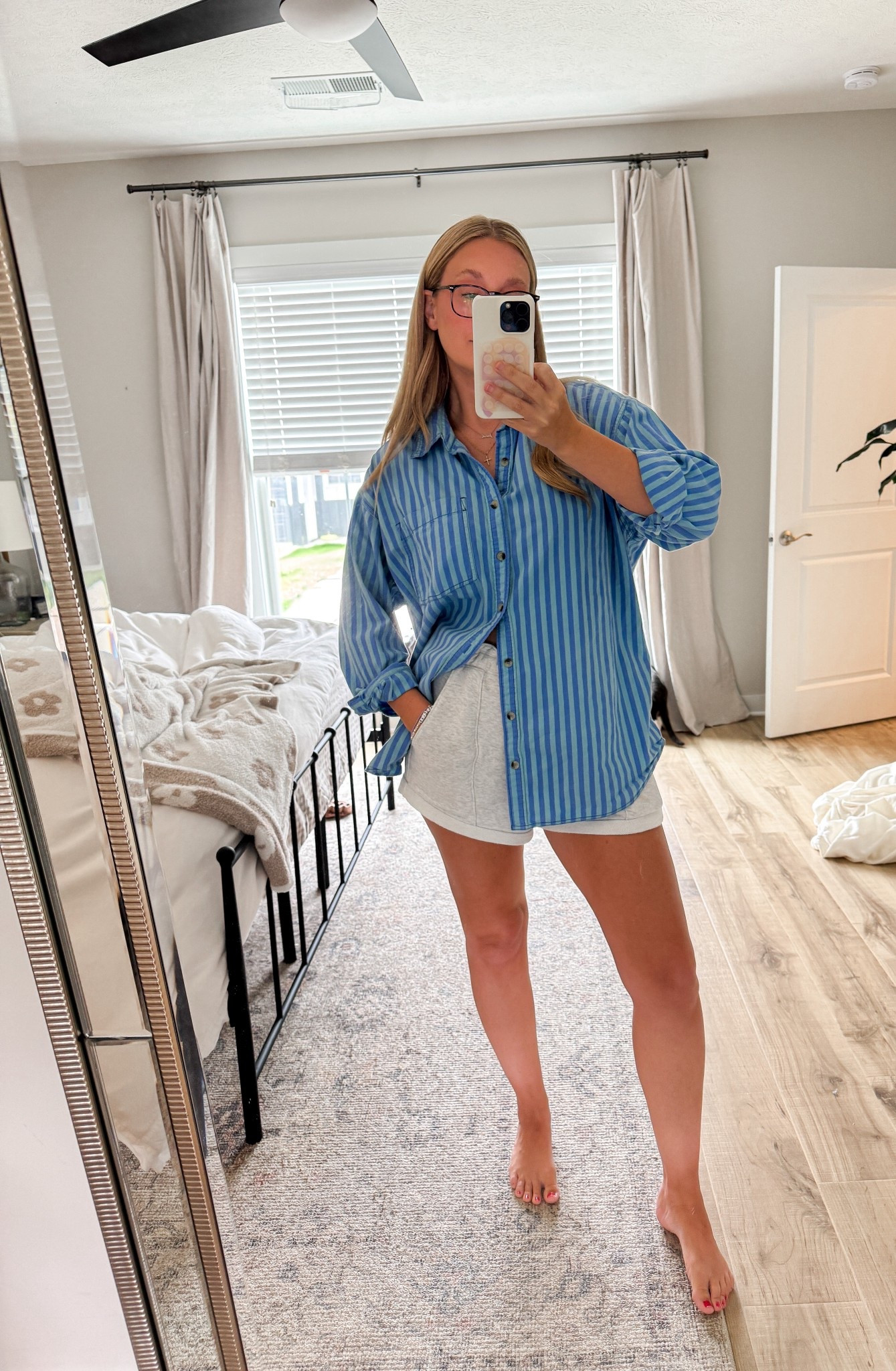 I live in this button down from Free People. Wearing a M  

#LTKStyleTip