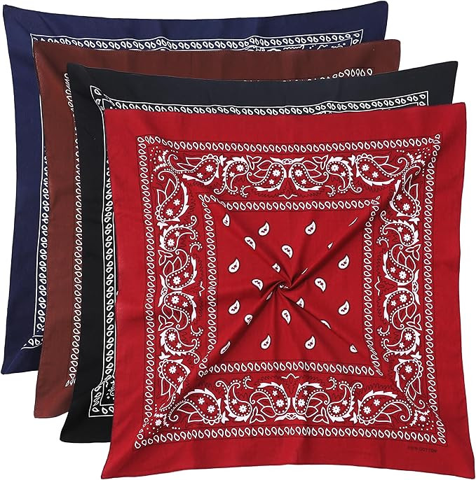 100% Cotton 27" x 27" Large Bandanas for Men & Women, Multi-Purpose Bandana Headbands, Square Hea... | Amazon (US)