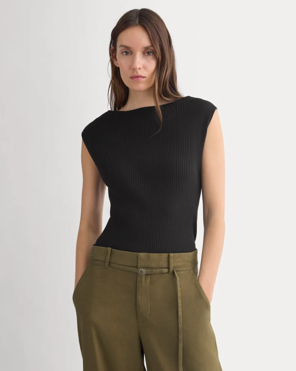Everlane Boat-Neck Ribbed Knit In Black, Size XXS, Viscose | Everlane