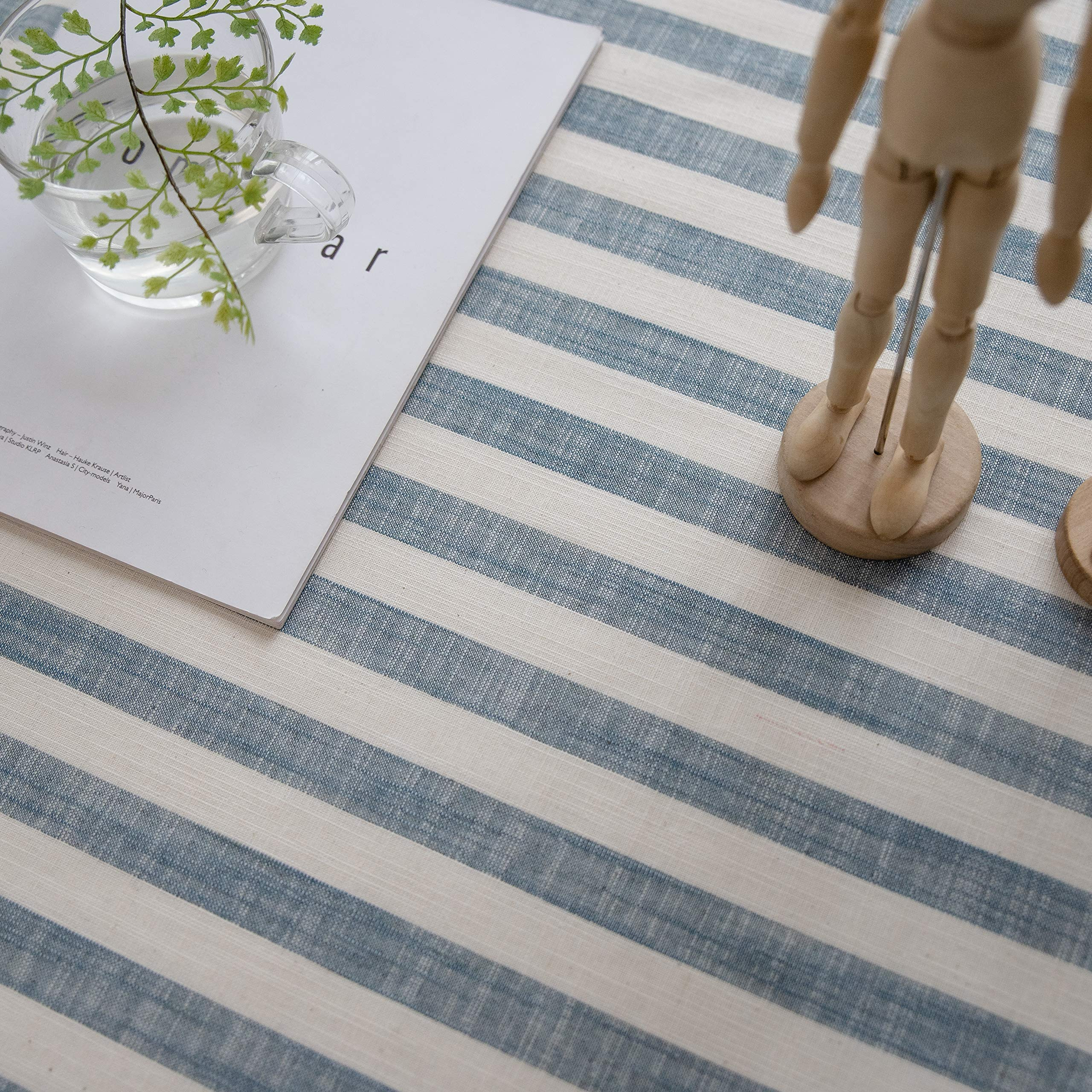 Aquazolax Boho Tablelcoth Rectangular Blue and White Striped Table Cloth 84 Inches Long for 6 Foo... | Amazon (US)