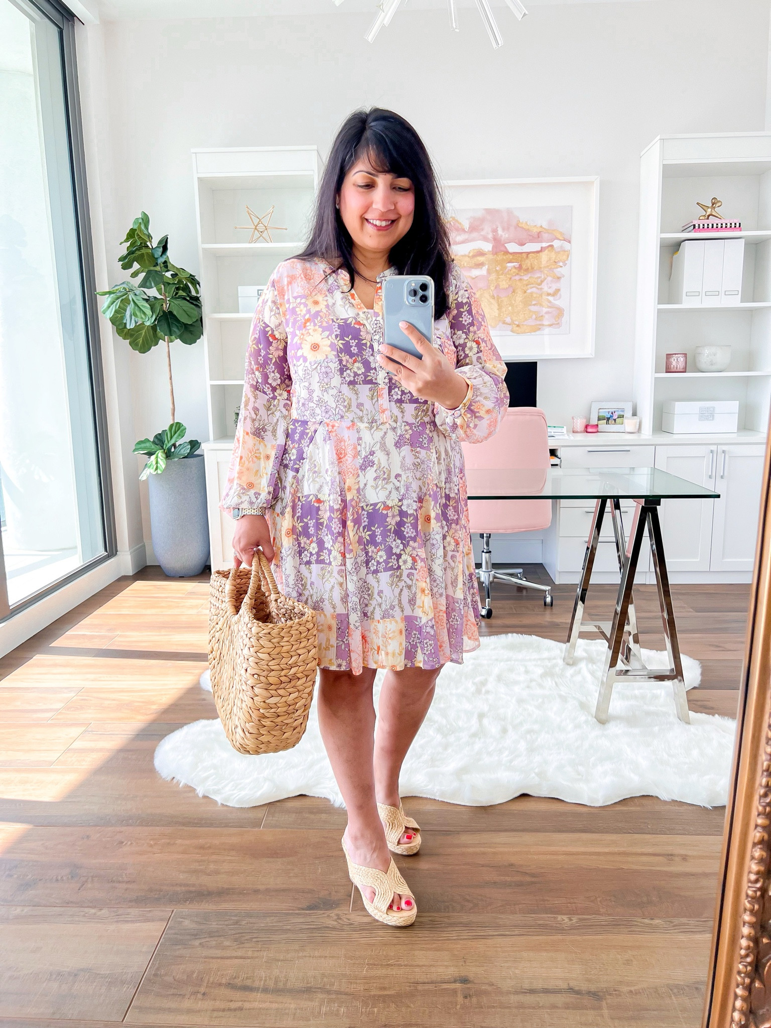 $29 Dresses at Loft tonight! Love this print for summer and you can easily transition it into fall too. The material/style is so light and airy and great for workwear as well as any events you may have this season! Lots of other dresses are $29 too! Wearing this dress in size petite large. Target straw tote. Marc Fisher raffia sandals true to size.

Workwear, work wear, work outfit, work dress, business casual outfit, teacher outfit, back to school, back to school outfit, date night, summer outfit, sandals, summer outfits, vacation outfit, summer dress, vacation dress, floral dress, Loft outfit, Loft dress

#LTKBacktoSchool #LTKMidsize #LTKWorkwear