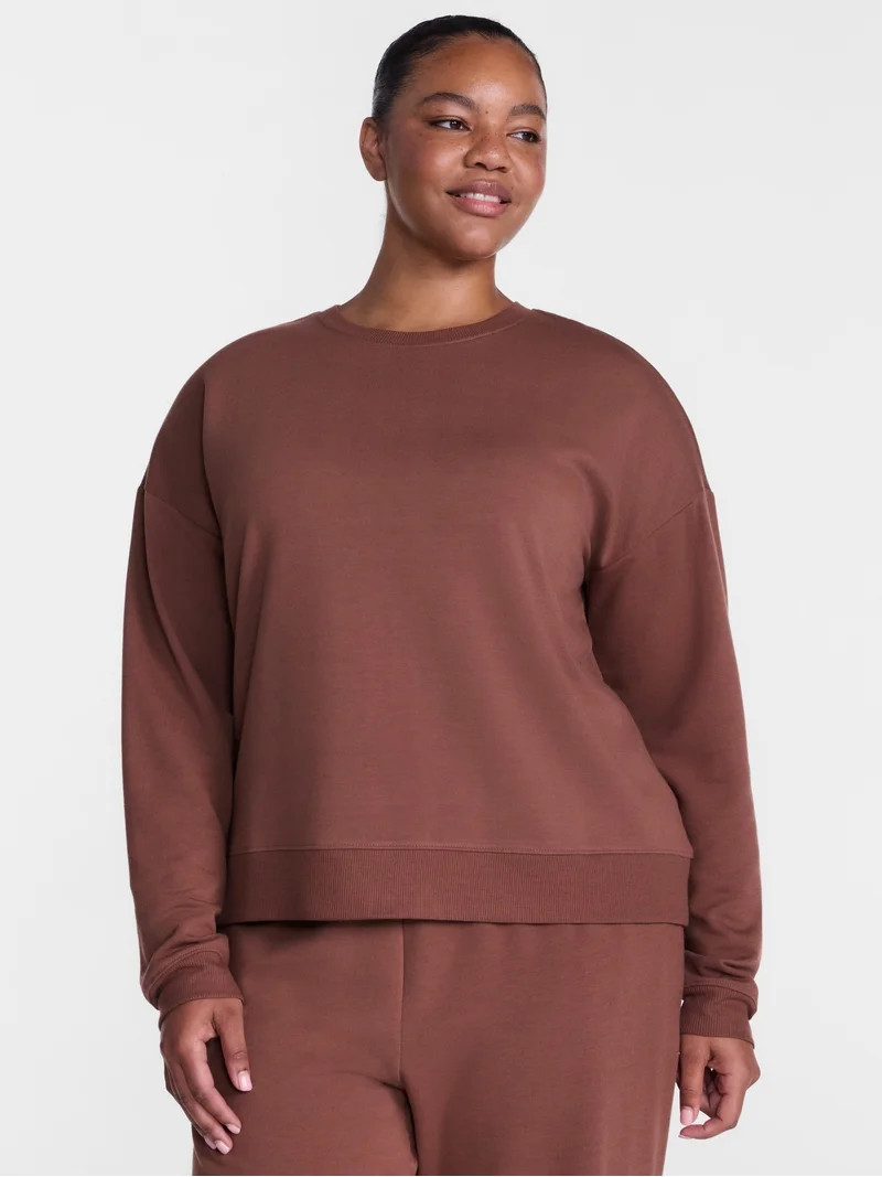 Joyspun Women's Fleece Lounge Sleep Top with Long Sleeves, Sizes XS-3X | Walmart (US)