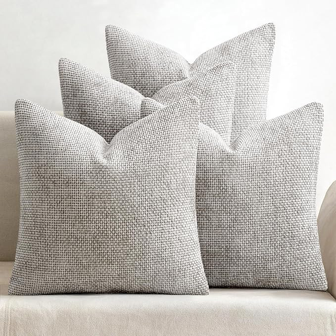 MIULEE Pack of 4 Couch Throw Pillow Covers 18x18 Inch Light Gray Soft Decorative Polyester Pillow... | Amazon (US)