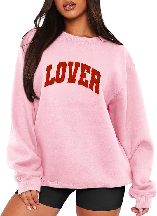 MAPICK Valentine Sweatshirts for Women Funny Letter Printed Chenille Patch Pullover Sweaters Long... | Amazon (US)